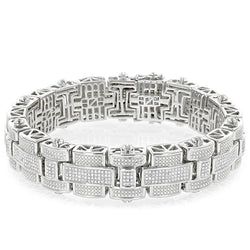 10.50 Carats Round Cut Small Real Diamonds Mens Bracelet Gold White 14K