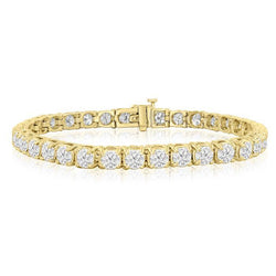 10.50 Carats Sparkling Genuine Round Cut Diamonds Tennis Bracelet YG 14K