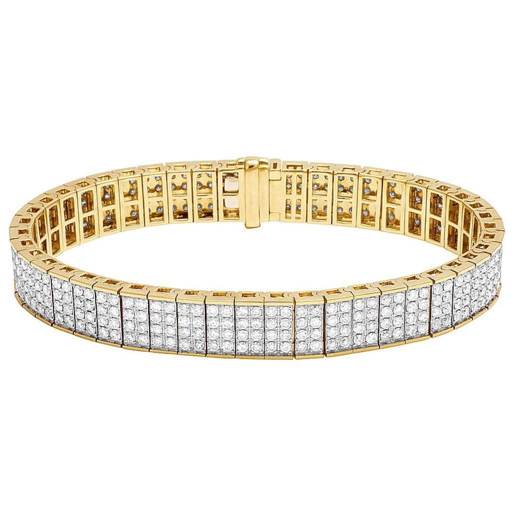 10.56 Carats Round Cut Small Natural Diamonds Mens Bracelet