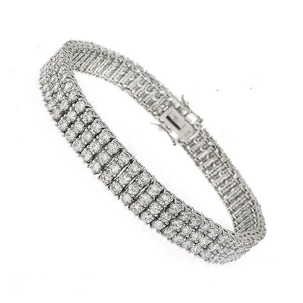 10.80 Carats Round 4 Prong Set Natural Diamond Tennis Bracelet White Gold 14K