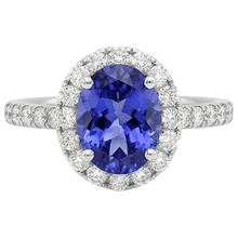11.25 Carats Oval Tanzanite With Round Natural Earth Mined Diamonds Ring 14K White Gold