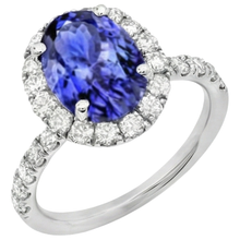 11.25 Carats Oval Tanzanite With Round Natural Earth Mined Diamonds Ring 14K White Gold