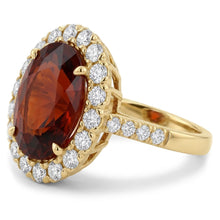 11.25 Ct Garnet With Natural Earth Mined Diamonds Engagement Ring Yellow Gold 14K
