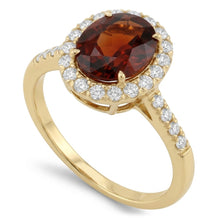 11.25 Ct Garnet With Natural Earth Mined Diamonds Engagement Ring Yellow Gold 14K