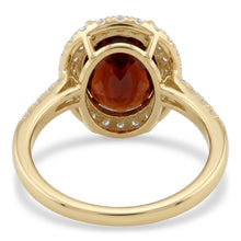 11.25 Ct Garnet With Natural Earth Mined Diamonds Engagement Ring Yellow Gold 14K