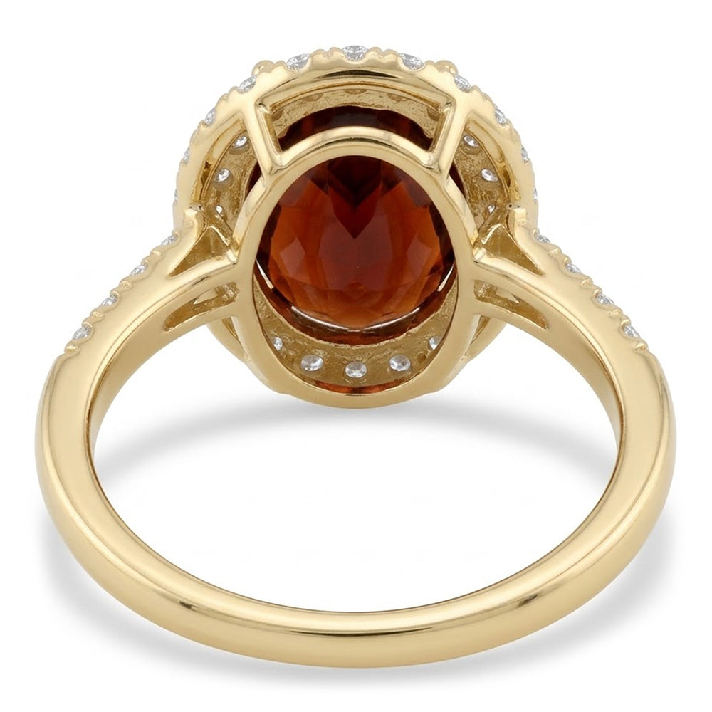 11.25 Ct Garnet With Natural Earth Mined Diamonds Engagement Ring Yellow Gold 14K