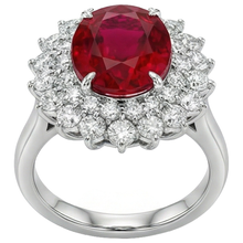 11.75 Carats Red Ruby With Natural Earth Mined Diamonds Ring 14K White Gold