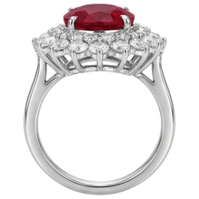 11.75 Carats Red Ruby With Natural Earth Mined Diamonds Ring 14K White Gold