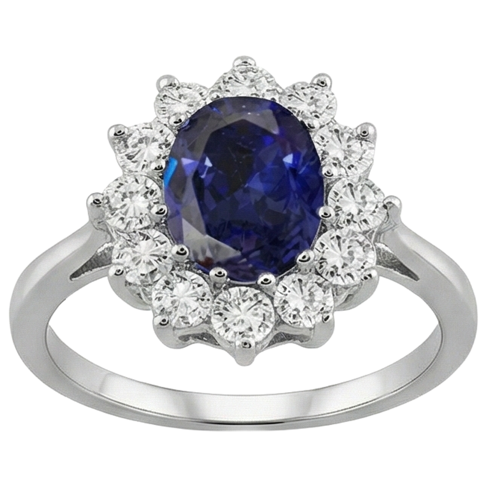 11.75 Ct Blue Tanzanite With Natural Earth Mined Diamonds Wedding Ring 14K White Gold
