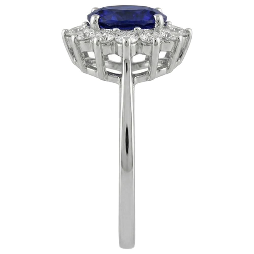 11.75 Ct Blue Tanzanite With Natural Earth Mined Diamonds Wedding Ring 14K White Gold