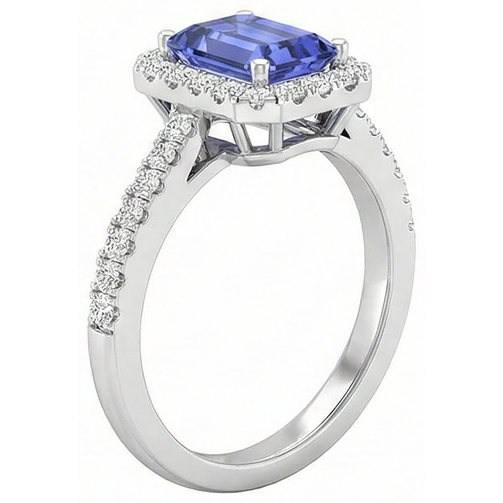 11.75 Ct Tanzanite And Natural Earth Mined Diamonds Ring New White Gold 14K