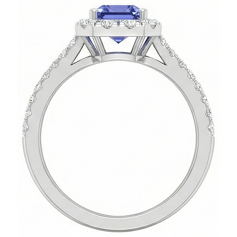 11.75 Ct Tanzanite And Natural Earth Mined Diamonds Ring New White Gold 14K