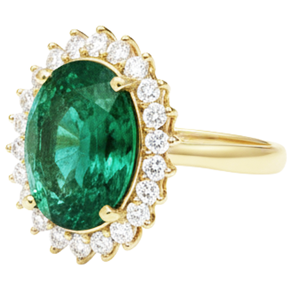 natural round emerald 11ct ring top view