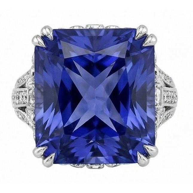 11.51 Carat Cushion Sri Lanka Sapphire Round Natural Earth Mined DIAMOND ( NOT LAB GROWN ) White Gold Ring