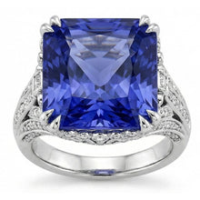 11.51 Carat Cushion Sri Lanka Sapphire Round Natural Earth Mined DIAMOND ( NOT LAB GROWN ) White Gold Ring