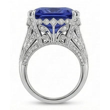 11.51 Carat Cushion Sri Lanka Sapphire Round Natural Earth Mined DIAMOND ( NOT LAB GROWN ) White Gold Ring