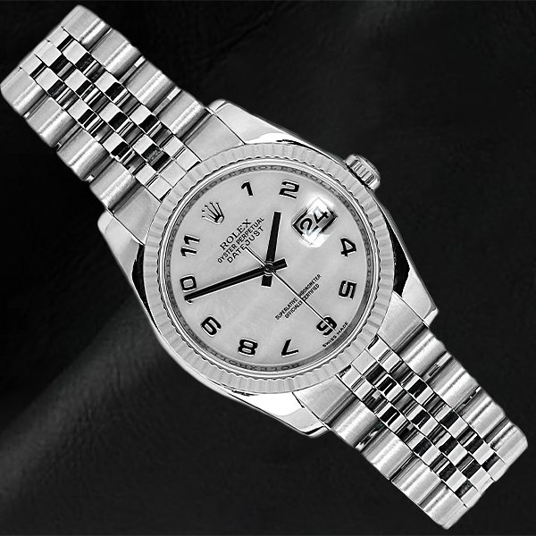 116234 Rolex White Mother Of Pearl Arabic Dial 36mm Watch