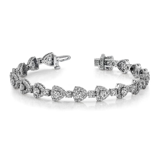 11.10 Carats Brilliant Cut Genuine Diamonds Triangular Link Bracelet White Gold