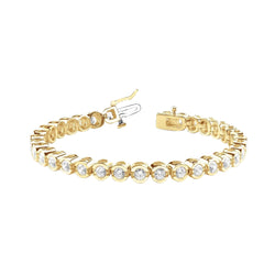 11.20 Carats Round Cut Genuine Diamond Tennis Bracelet Yellow Gold 14K