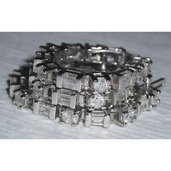 11.40 Ct. Real Diamond Tennis Bracelet WG Baguettes & Round Diamonds