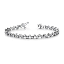 11.60 Ct Round Cut Sparkling Natural Earth Mined Diamonds Zig Zag Bracelet White Gold 14K