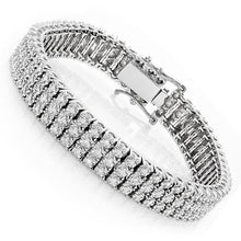 11.80 Carats Triple Row Sparkling Real Diamonds Mens Bracelet Wg 14K