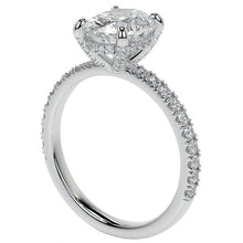 Brilliant Diamond Old Mine Cut Accent Solitaire Ring in 14 Karat White Gold – side view