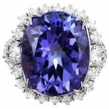 12.25 Ct Big Oval Tanzanite With Natural Earth Mined Diamonds Wedding Ring White Gold