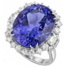 12.25 Ct Big Oval Tanzanite With Natural Earth Mined Diamonds Wedding Ring White Gold