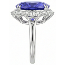 12.25 Ct Big Oval Tanzanite With Natural Earth Mined Diamonds Wedding Ring White Gold