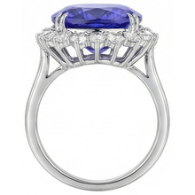 12.25 Ct Big Oval Tanzanite With Natural Earth Mined Diamonds Wedding Ring White Gold