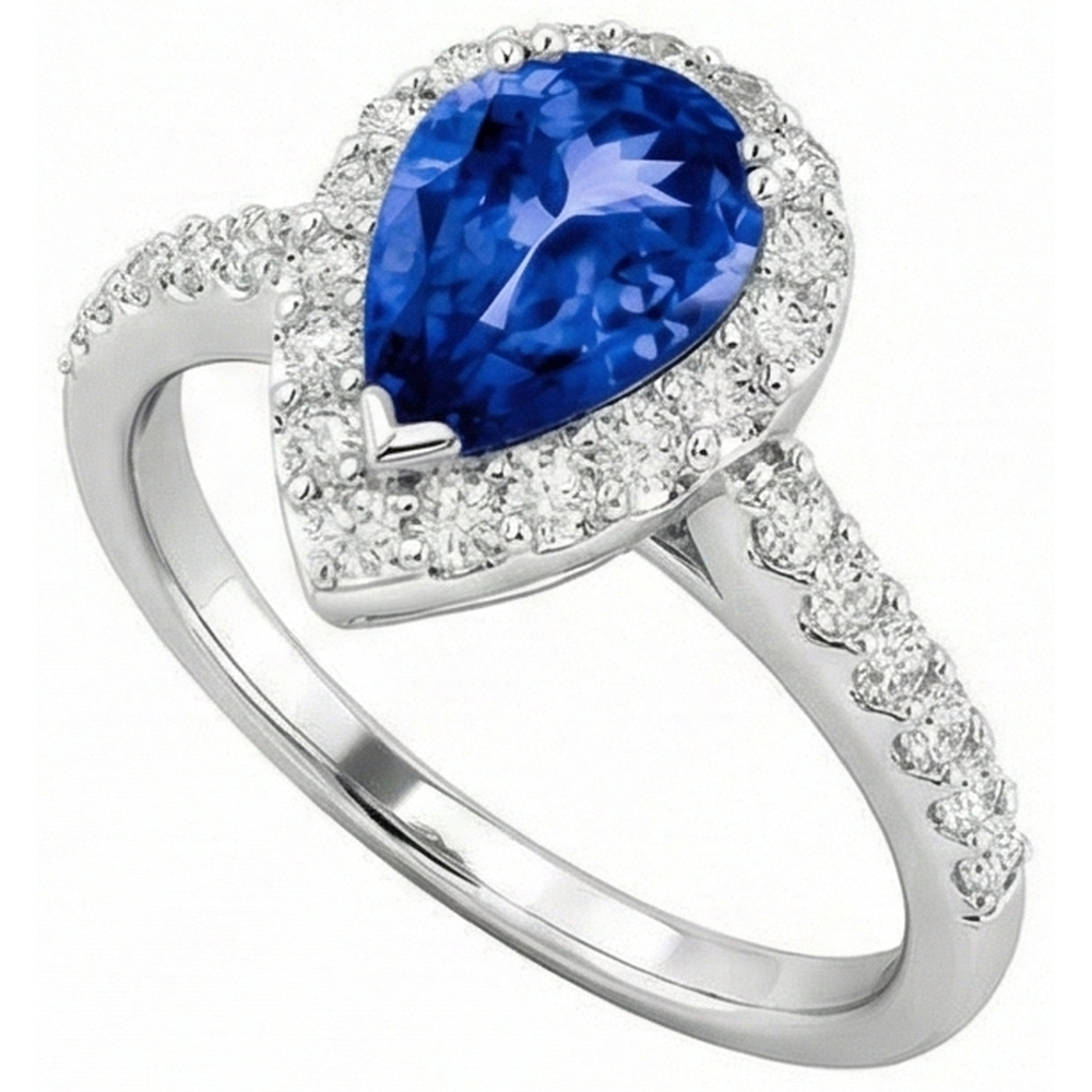 natural round tanzanite 12.25ct ring close up detail