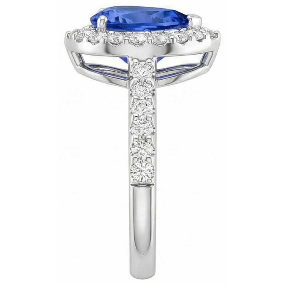 natural round tanzanite 12.25ct ring profile view