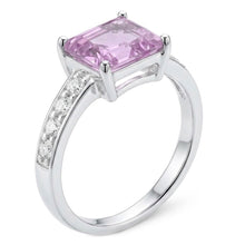 12.50 Carats Prong Set Pink Kunzite And Natural Earth Mined Diamonds Ring White Gold 14K