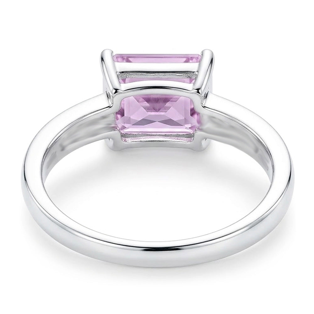 12.50 Carats Prong Set Pink Kunzite And Natural Earth Mined Diamonds Ring White Gold 14K