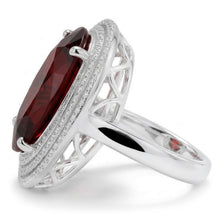 12.50 Ct Oval Mandarin Garnet With Natural Earth Mined Diamonds Ring 14K White Gold
