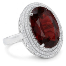 12.50 Ct Oval Mandarin Garnet With Natural Earth Mined Diamonds Ring 14K White Gold