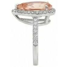 12.50 Ct Pear Morganite With Natural Earth Mined Diamonds Wedding Ring 14K White Gold