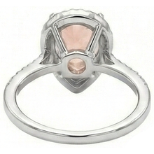 12.50 Ct Pear Morganite With Natural Earth Mined Diamonds Wedding Ring 14K White Gold