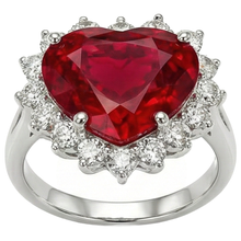 12.75 Ct Heart Shaped Red Ruby Natural Earth Mined DIAMOND ( NOT LAB GROWN ) Ring White Gold 14K New