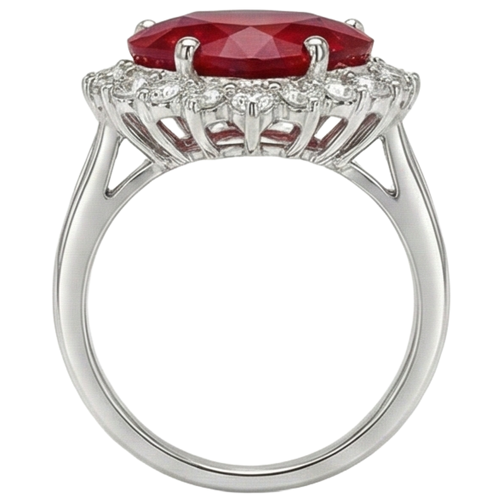 12.75 Ct Heart Shaped Red Ruby Natural Earth Mined DIAMOND ( NOT LAB GROWN ) Ring White Gold 14K New
