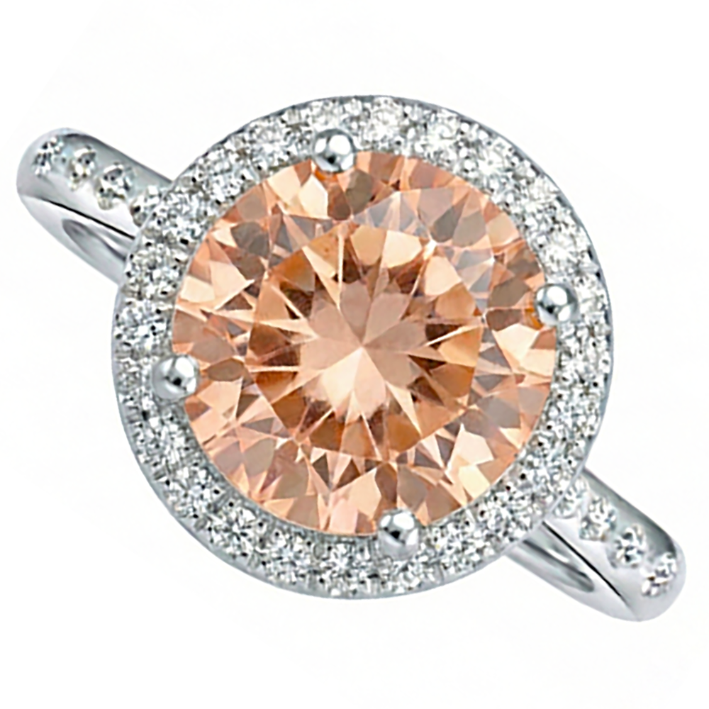 12.85 Ct Brilliant Cut Morganite And Natural Earth Mined Diamonds Anniversary Ring Gold