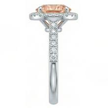 12.85 Ct Brilliant Cut Morganite And Natural Earth Mined Diamonds Anniversary Ring Gold