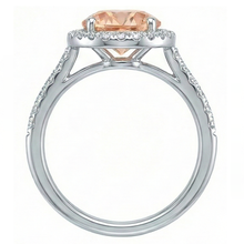 12.85 Ct Brilliant Cut Morganite And Natural Earth Mined Diamonds Anniversary Ring Gold