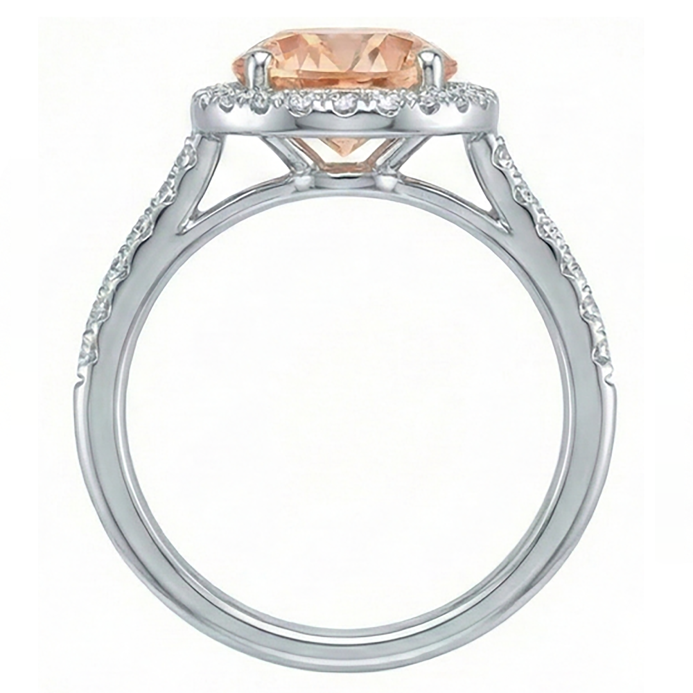 12.85 Ct Brilliant Cut Morganite And Natural Earth Mined Diamonds Anniversary Ring Gold