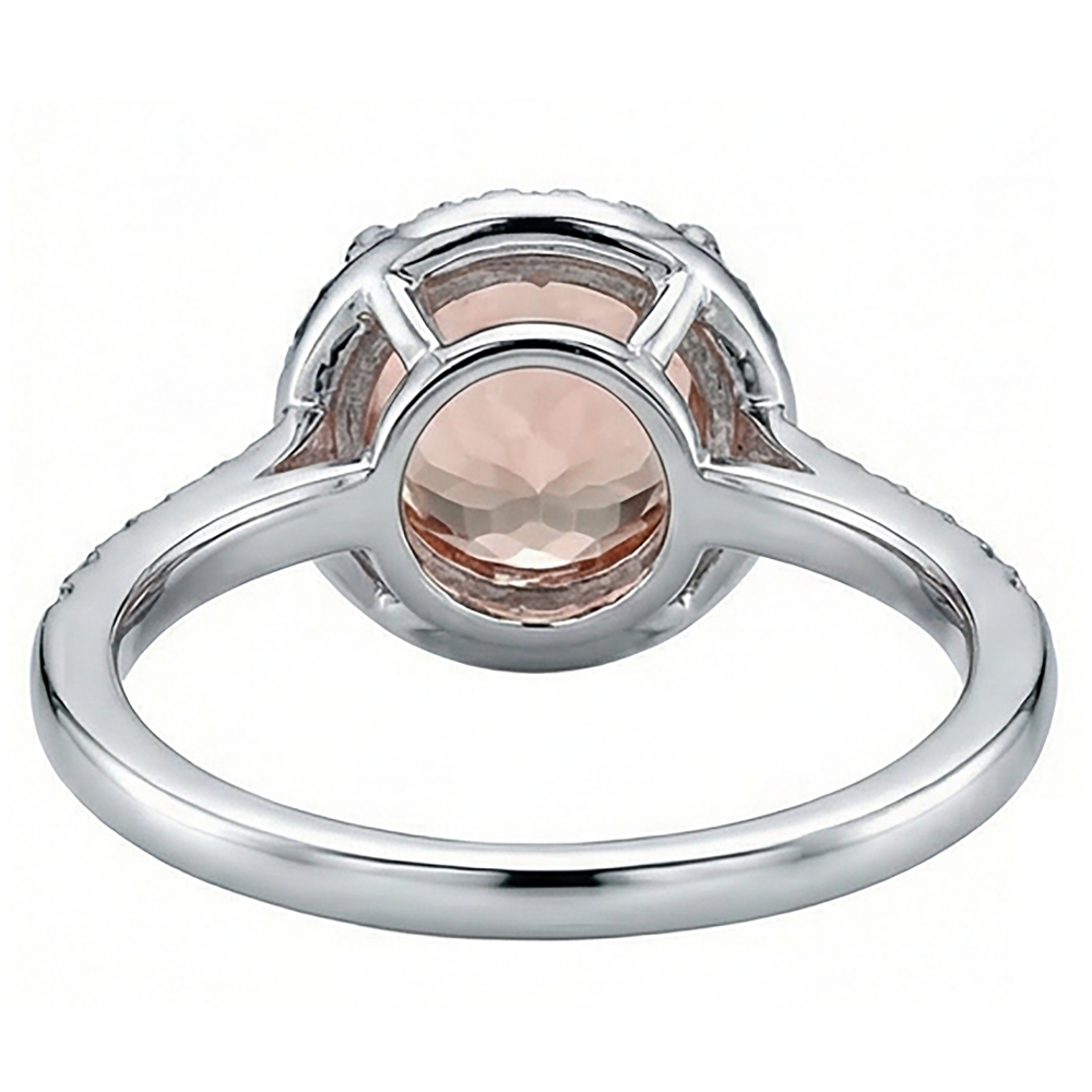 12.85 Ct Brilliant Cut Morganite And Natural Earth Mined Diamonds Anniversary Ring Gold