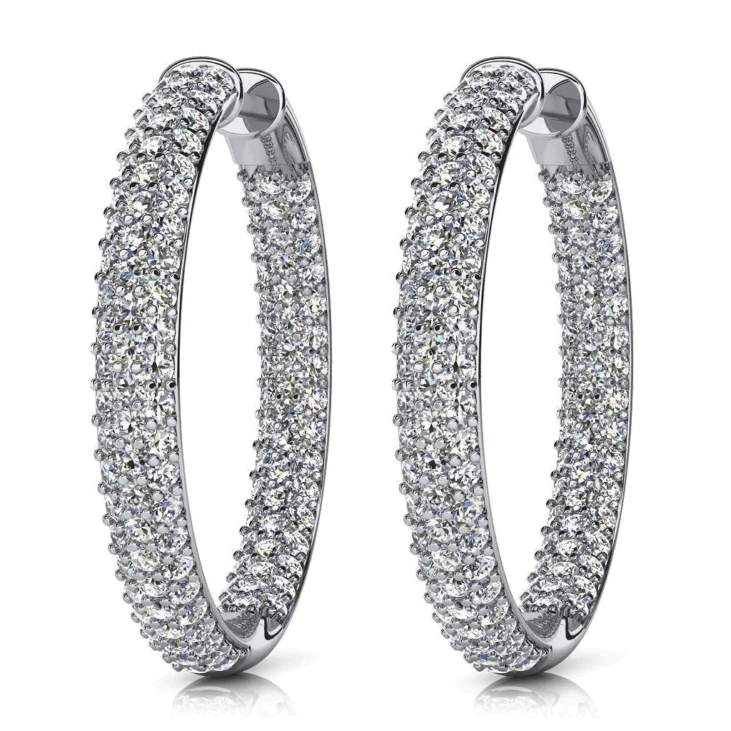 12 Carat Dazzling Natural Diamond Hoop Gold Earrings
