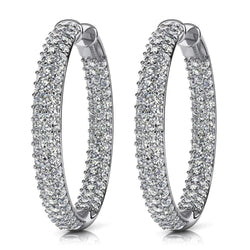 12 Carat Dazzling Natural Diamond Hoop Gold Earrings