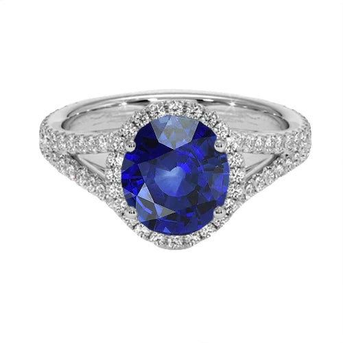 12 Carat Oval Sapphire Halo Ring