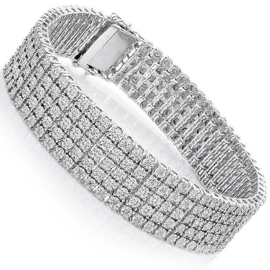 12 Carats Round Cut Men Real  Diamond Bracelet Gold 14K Jewelry
